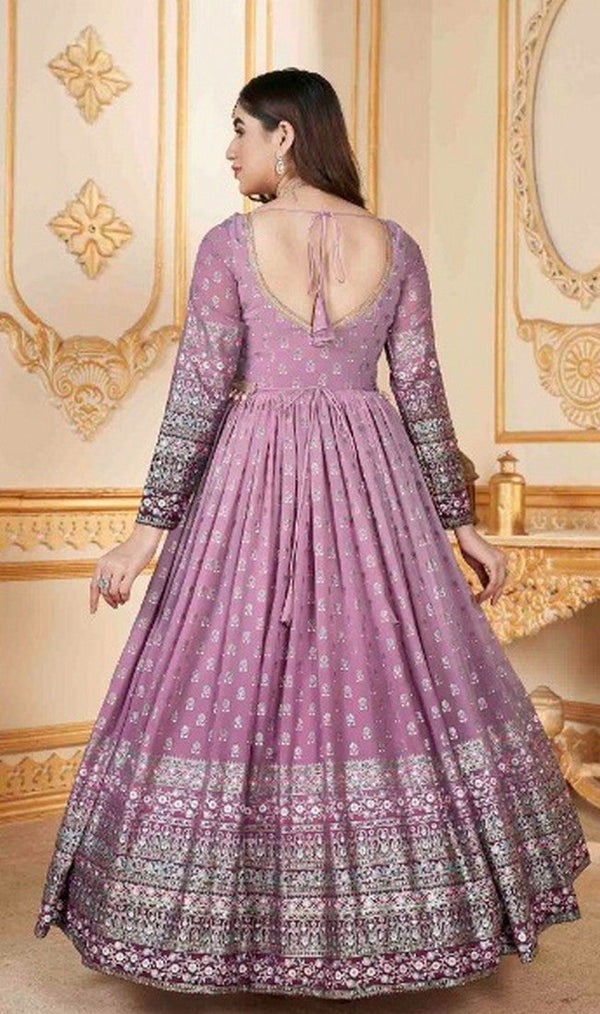 Striking Pink Color Georgette Fabric Gown