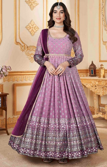 Striking Pink Color Georgette Fabric Gown