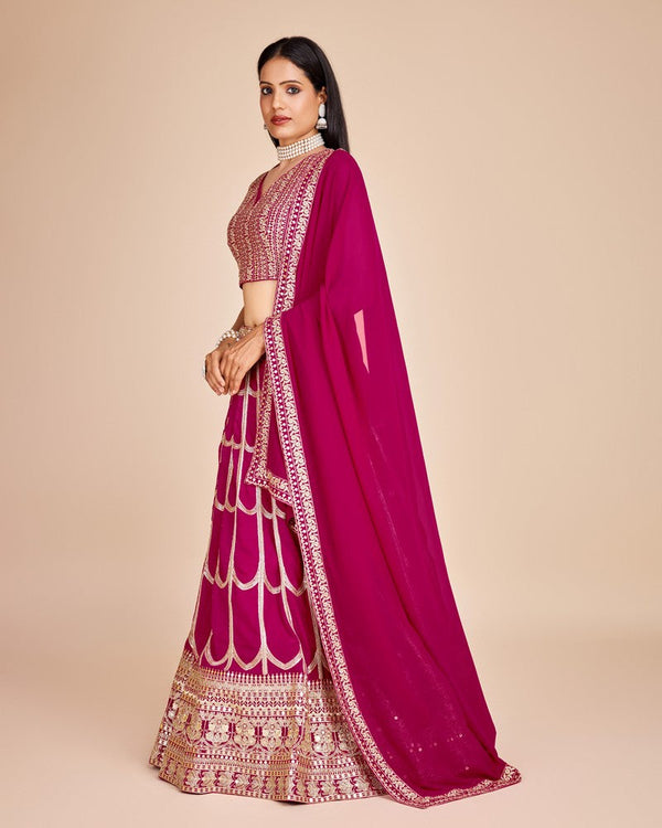 Lovely Pink Color Georgette Fabric Party Wear Lehenga