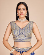 Lovely Blue Color Georgette Fabric Party Wear Lehenga