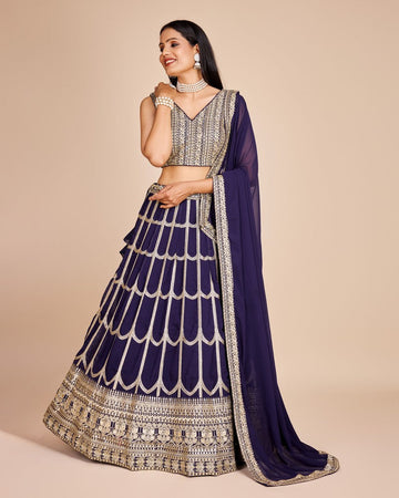 Lovely Purple Color Georgette Fabric Party Wear Lehenga