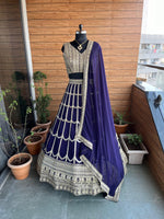 Lovely Purple Color Georgette Fabric Party Wear Lehenga