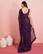 Beauteous Voilet Color Georgette Fabric Partywear Saree