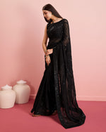 Beauteous Black Color Georgette Fabric Partywear Saree