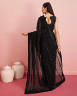 Beauteous Black Color Georgette Fabric Partywear Saree