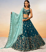 Lovely Teal Color Georgette Fabric Party Wear Lehenga