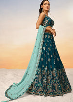 Lovely Teal Color Georgette Fabric Party Wear Lehenga