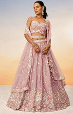 Lovely Pink Color Chiffon Fabric Party Wear Lehenga