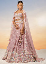 Lovely Pink Color Chiffon Fabric Party Wear Lehenga