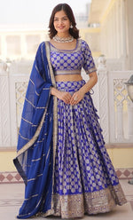 Lovely Blue Color Viscose Fabric Party Wear Lehenga