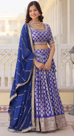 Lovely Blue Color Viscose Fabric Party Wear Lehenga