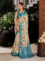 Beauteous Teal Color Jacquard Fabric Casual Saree