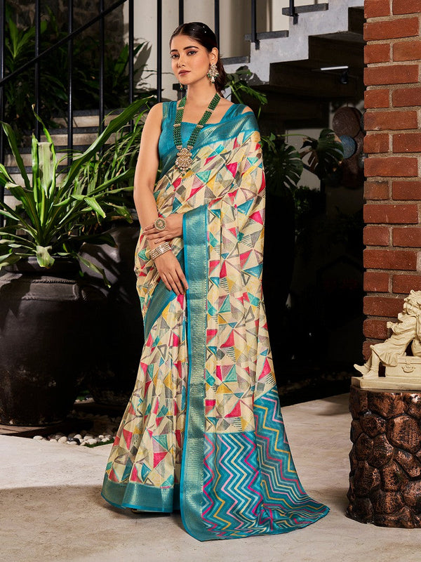 Beauteous Teal Color Jacquard Fabric Casual Saree