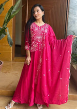 Striking Pink Color Chinon Fabric Gown