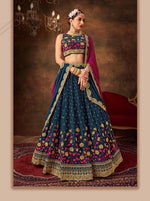 Beautiful Teal Color Georgette Fabric Party Wear Lehenga