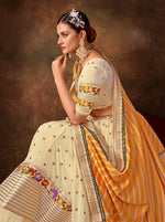 Beautiful Cream Color Georgette Fabric Party Wear Lehenga