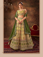 Beautiful Green Color Organza Fabric Party Wear Lehenga