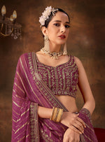 Beautiful Wine Color Georgette Fabric Party Wear Lehenga