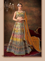 Beautiful Multi Color Organza Fabric Party Wear Lehenga