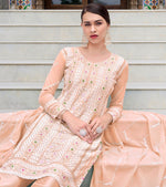 Tasteful Peach Color Chinon Fabric Designer Suits