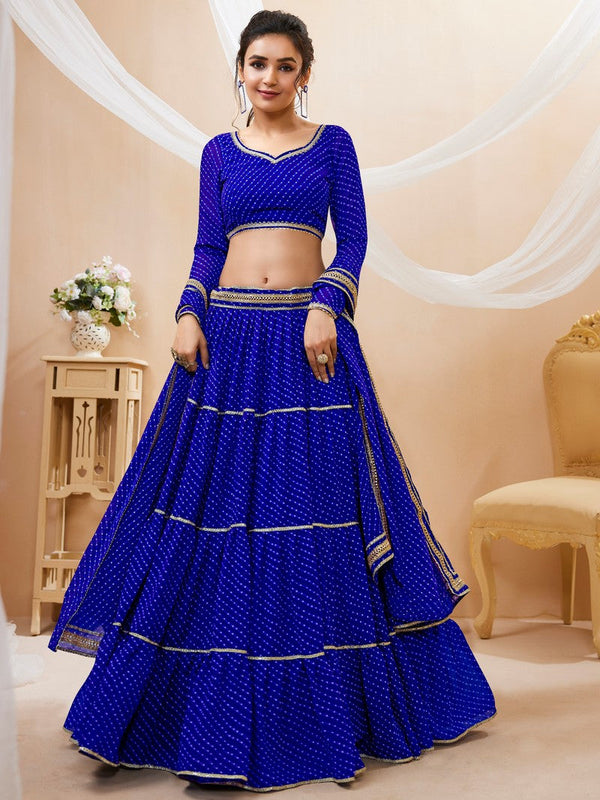 Lovely Blue Color Georgette Fabric Party Wear Lehenga