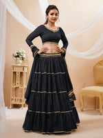 Lovely Black Color Georgette Fabric Party Wear Lehenga