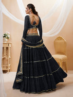 Lovely Black Color Georgette Fabric Party Wear Lehenga