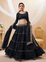 Lovely Black Color Georgette Fabric Party Wear Lehenga