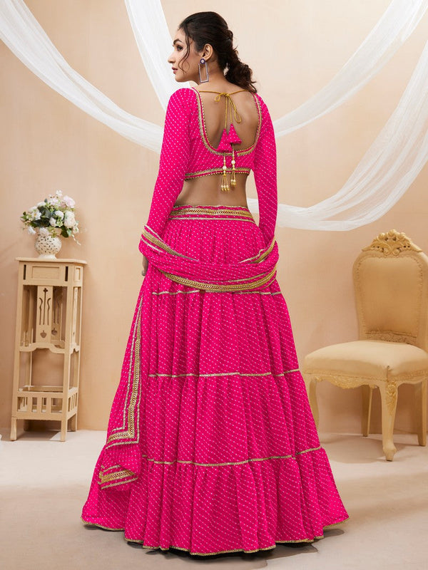 Lovely Pink Color Georgette Fabric Party Wear Lehenga