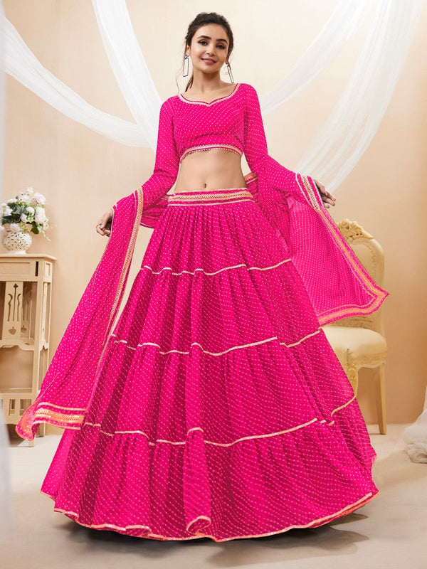 Lovely Pink Color Georgette Fabric Party Wear Lehenga