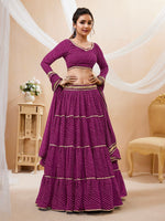 Lovely Purple Color Georgette Fabric Party Wear Lehenga