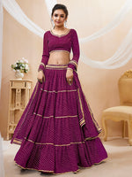 Lovely Purple Color Georgette Fabric Party Wear Lehenga