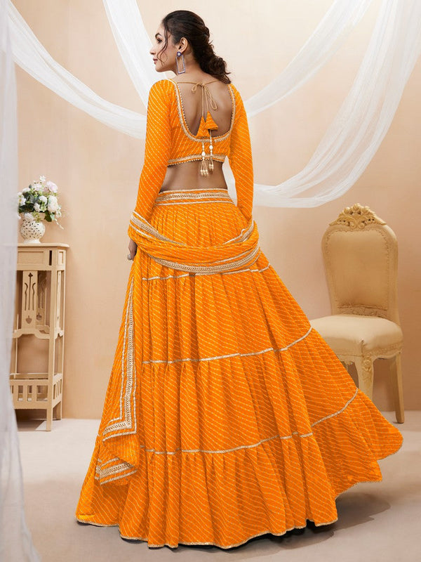 Lovely Yellow Color Georgette Fabric Party Wear Lehenga