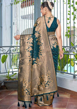 Beauteous Teal Color Banarasi Fabric Partywear Saree