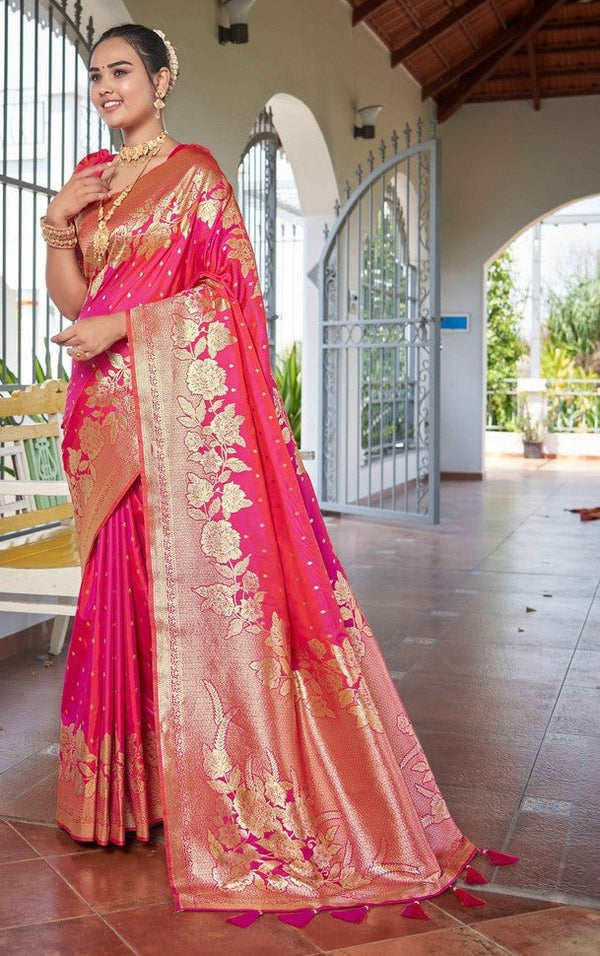 Beauteous Pink Color Banarasi Fabric Partywear Saree