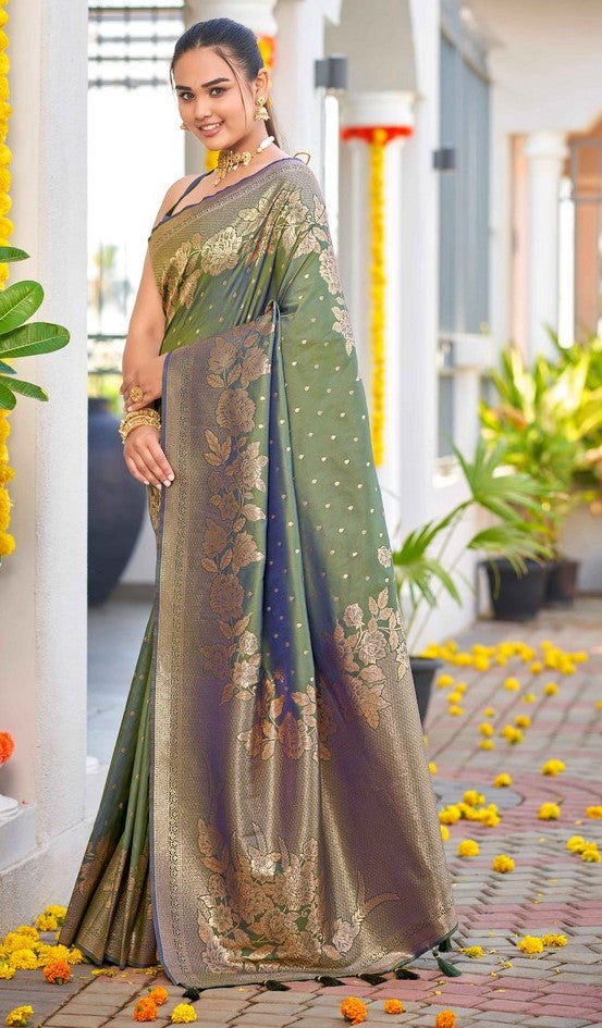 Beauteous Green Color Banarasi Fabric Partywear Saree