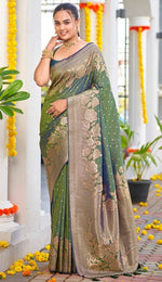 Beauteous Green Color Banarasi Fabric Partywear Saree