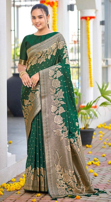 Beauteous Green Color Banarasi Fabric Partywear Saree