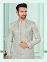 Amazing White Color Art Silk Fabric Kurta Pajama and Jacket