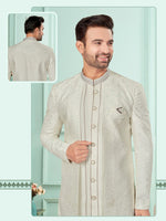 Amazing White Color Art Silk Fabric Kurta Pajama and Jacket