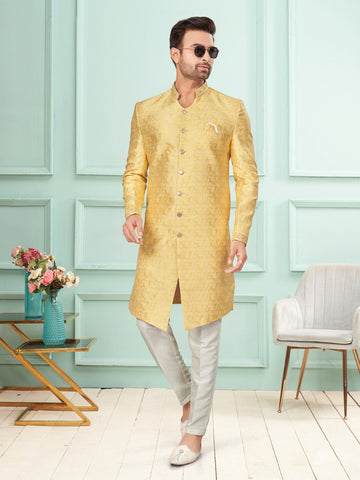 Amazing Golden Color Art Silk Fabric Kurta Pajama