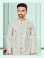 Amazing Grey Color Art Silk Fabric Sherwani