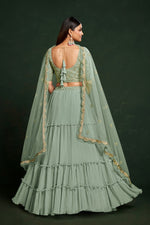 Amazing Green Color Georgette Fabric Party Wear Lehenga