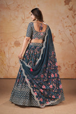 Amazing Grey Color Georgette Fabric Party Wear Lehenga