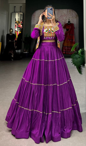 Amazing Purple Color Rayon Fabric Designer Lehenga