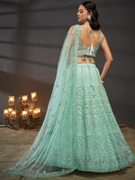 Superb Turquoise Color Net Fabric Party Wear Lehenga