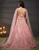 Magnetic Pink Color Net Fabric Party Wear Lehenga