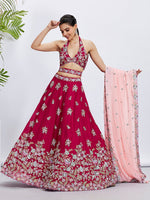 Superb Red Color Georgette Fabric Party Wear Lehenga