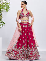 Superb Red Color Georgette Fabric Party Wear Lehenga