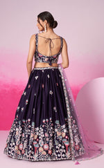 Superb Voilet Color Satin Fabric Party Wear Lehenga